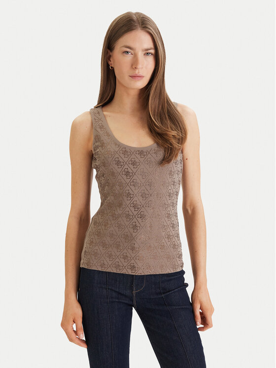 Guess Guess Top W6GP10 K2932 Smeđa Regular Fit