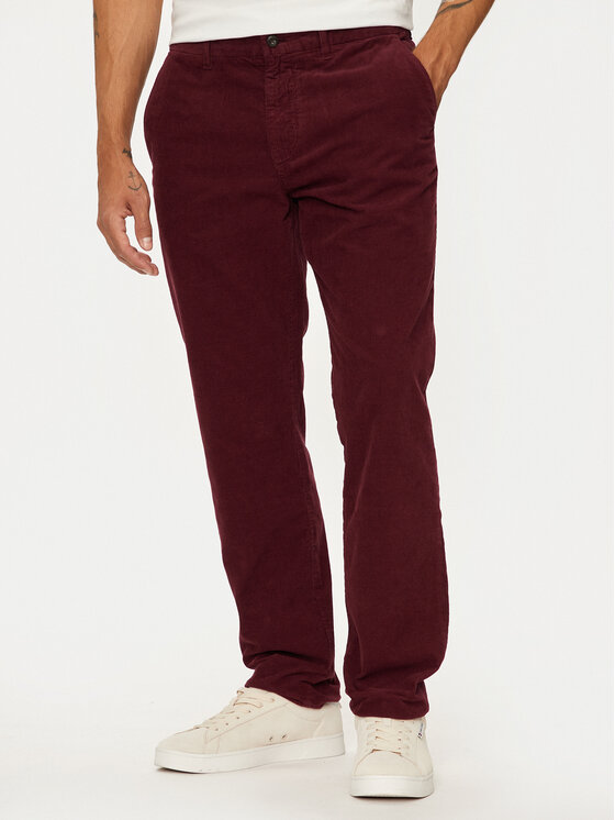Tommy Hilfiger Bavlnené nohavice MW0MW32932 Bordová Regular Fit