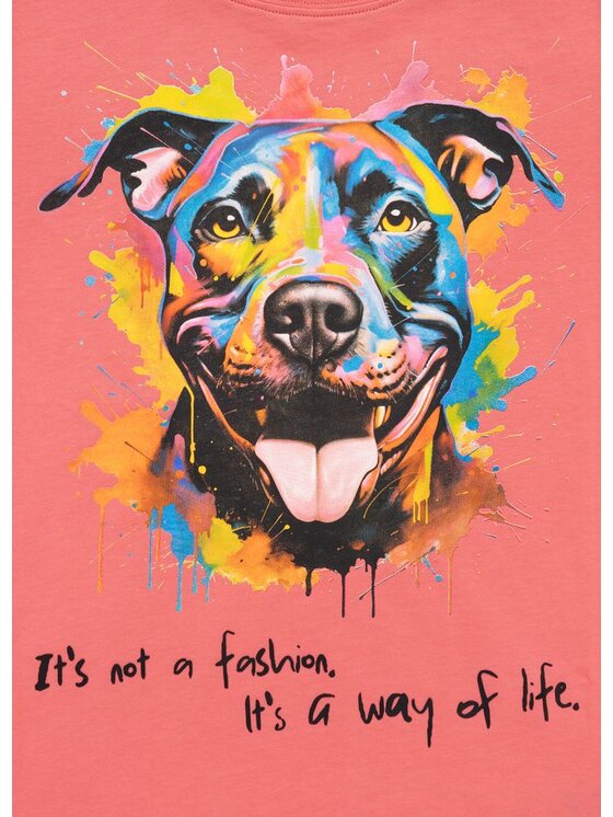 PITBULL PITBULL T-Shirt Koszulka damska WATERCOLOR XS Koralowy Regular Fit
