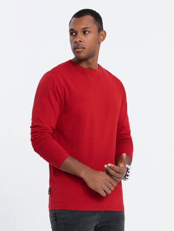 Ombre Ombre Longsleeve OM-LSBL-0106 Czerwony Regular Fit