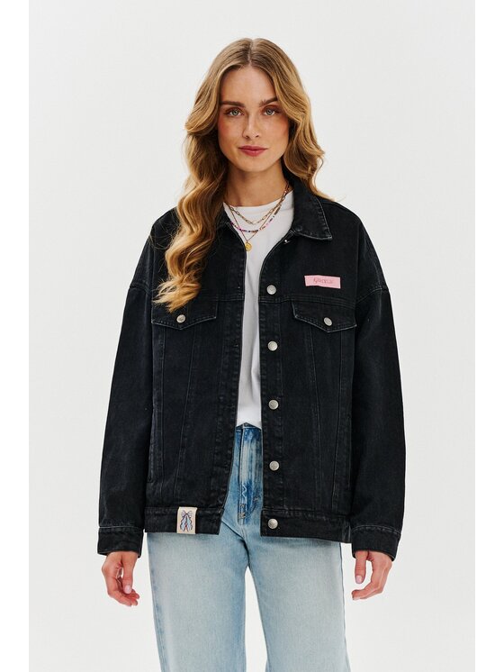 NAOKO NAOKO Džínsová bunda Bow-Tiful Čierna Regular Fit