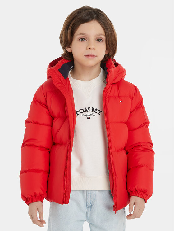 Kurtka zimowa Tommy Hilfiger, Rozmiar 8Y, Pomarańczowa, Essential KB0KB08341 S