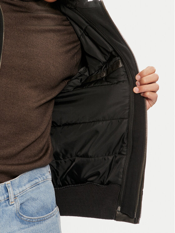 Alpha Industries Alpha Industries Μπουφάν από απομίμηση δέρματος 123106 Μαύρο Regular Fit