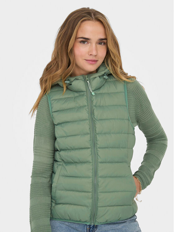ONLY ONLY Prsluk New Tahoe Hood 15205760 Zelena Regular Fit