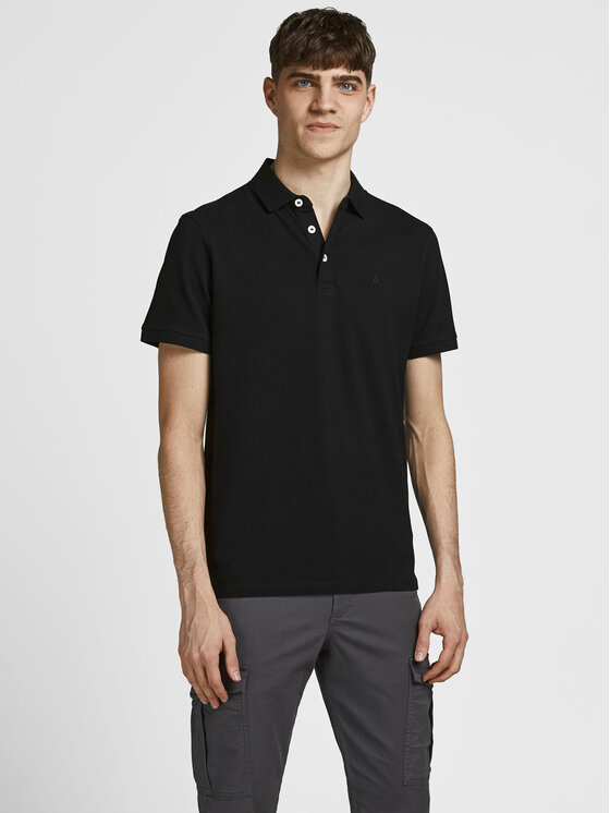Jack&Jones Tricou polo Paulos 12136668 Negru Slim Fit
