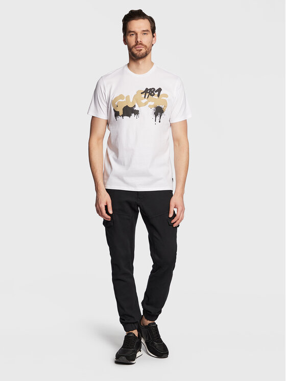 T-shirt Graffiti Logo M3GI59 K9RM1 Bianco Slim Fit...