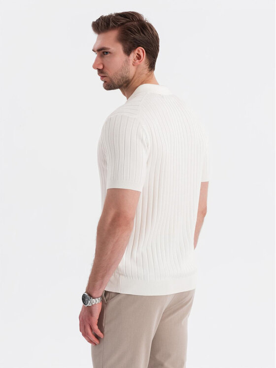 Ombre Ombre Polo OM-POSS-0143 Biały Slim Fit