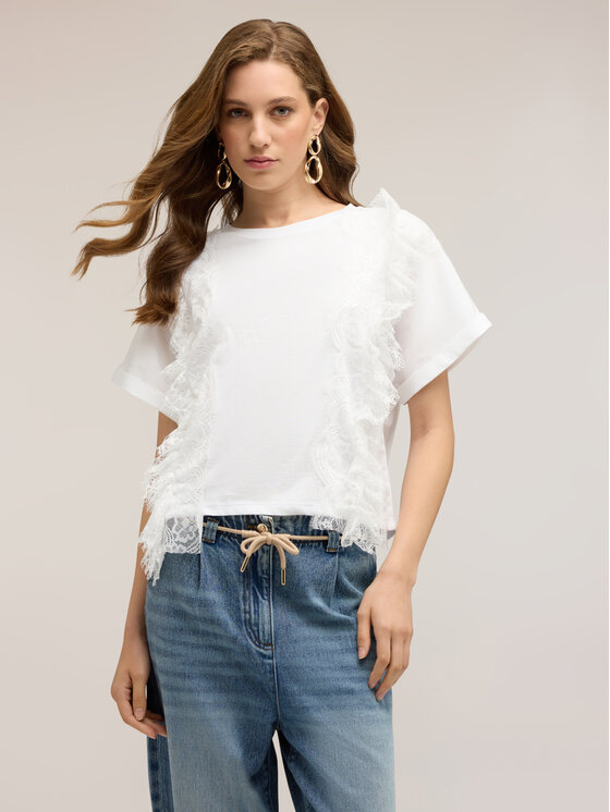 Motivi Motivi T-Shirt G02NW003783N011 Biały Over Fit