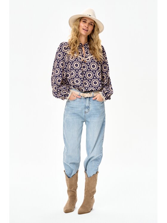 blue shadow blue shadow Bluzka Tiffani Niebieski Regular Fit