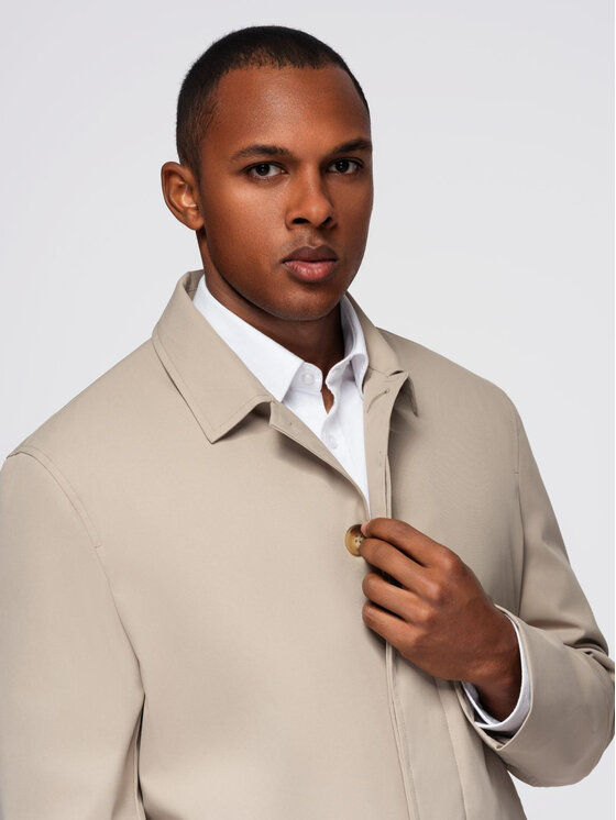Ombre Ombre Płaszcz zimowy OM-COLC-0144 Beżowy Regular Fit