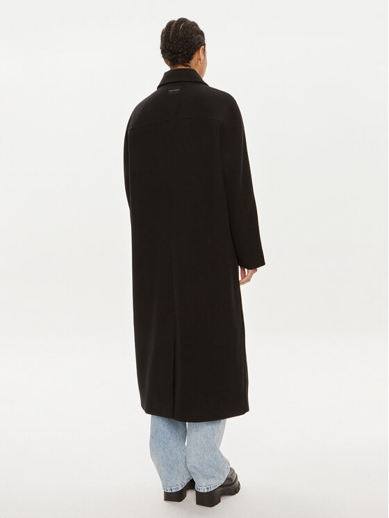 Calvin Klein Jeans Calvin Klein Jeans Μάλλινο παλτό J20J223576 Μαύρο Relaxed Fit