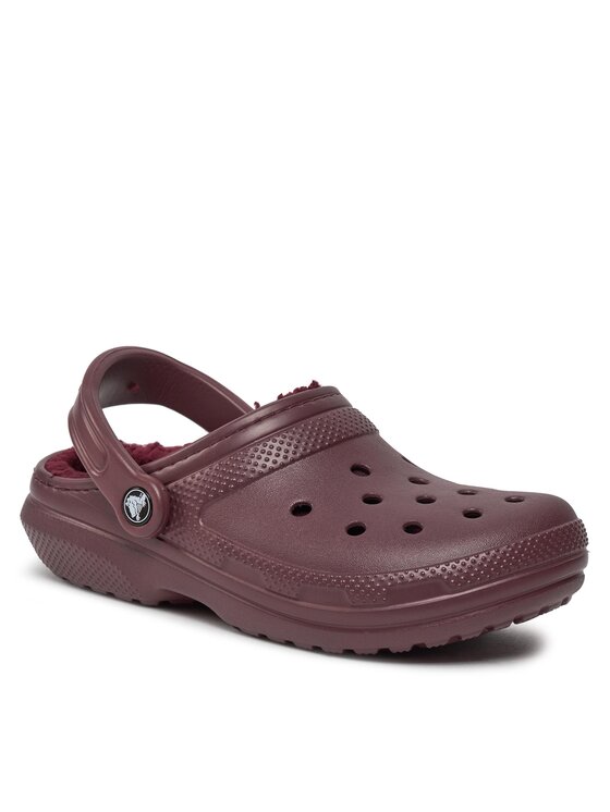 Maroon fuzzy sales crocs