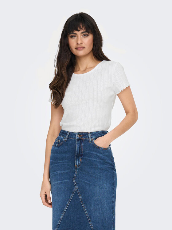 ONLY ONLY T-särk Carlotta 15256154 Valge Tight Fit