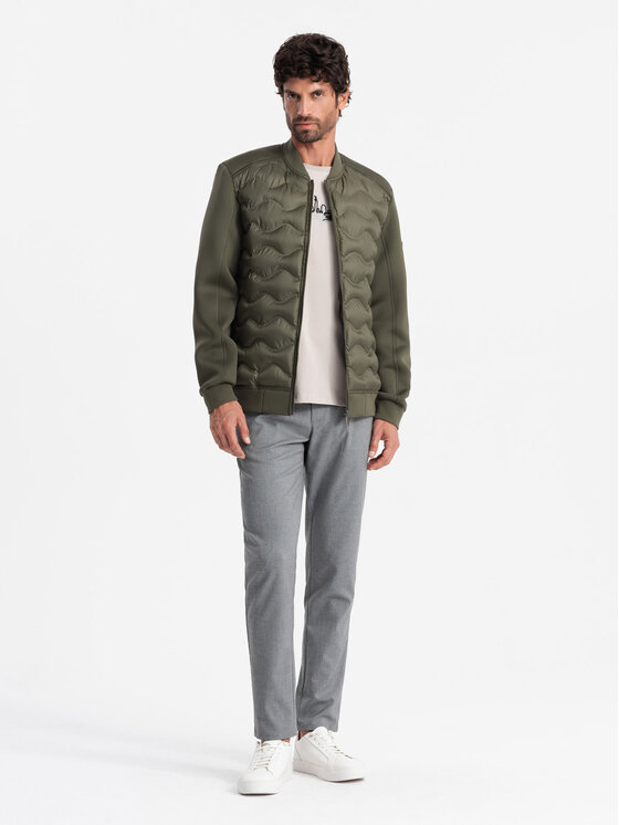 Ombre Ombre Kurtka bomber OM-JALP-0141 Khaki Regular Fit