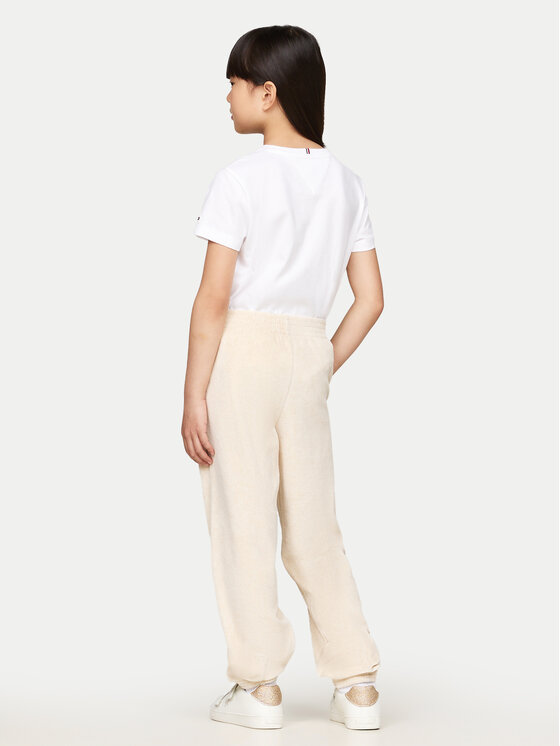 Tommy Hilfiger Tommy Hilfiger Долнище анцуг Script Velour KG0KG08221 Бежов Regular Fit