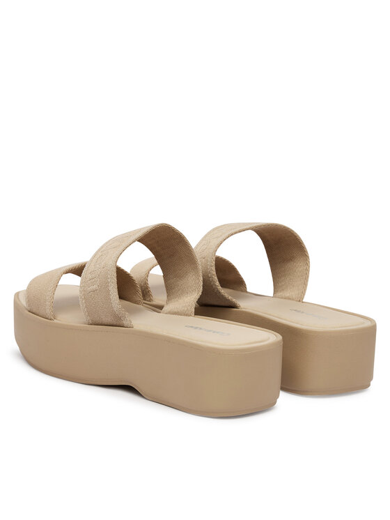 Calvin Klein Calvin Klein Klapki Flatform Sndl Webbing HW0HW02878 Beżowy