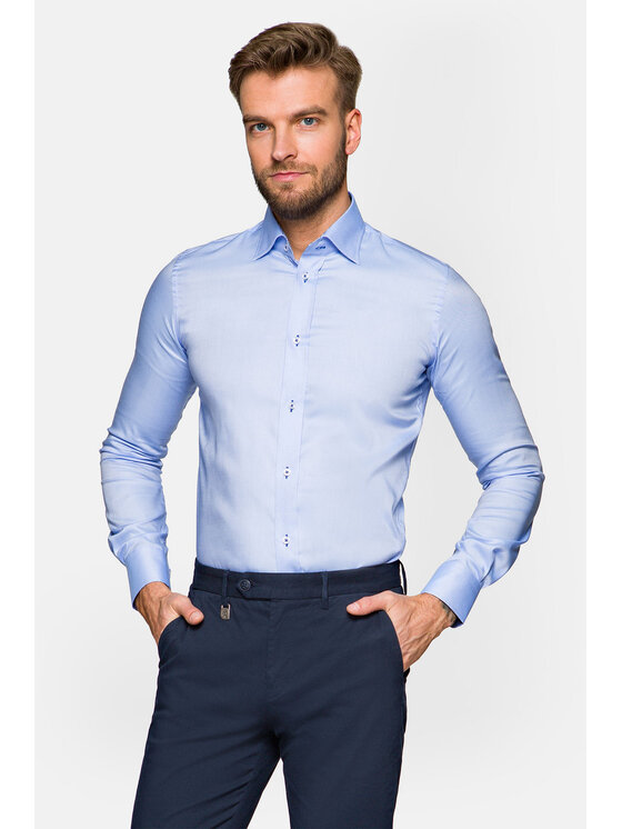 Lancerto Lancerto Koszula Maia 8 Błękitny Regular Fit