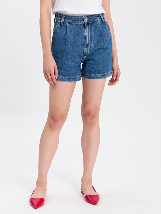 Cross Jeans Cross Jeans Szorty jeansowe B 596-005 Niebieski Regular Fit