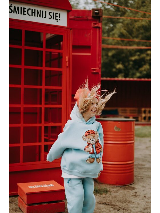 Bejbi Story Bejbi Story Bluza Bluza oversize Rodney Teddy z kapturem Błękitny Oversize