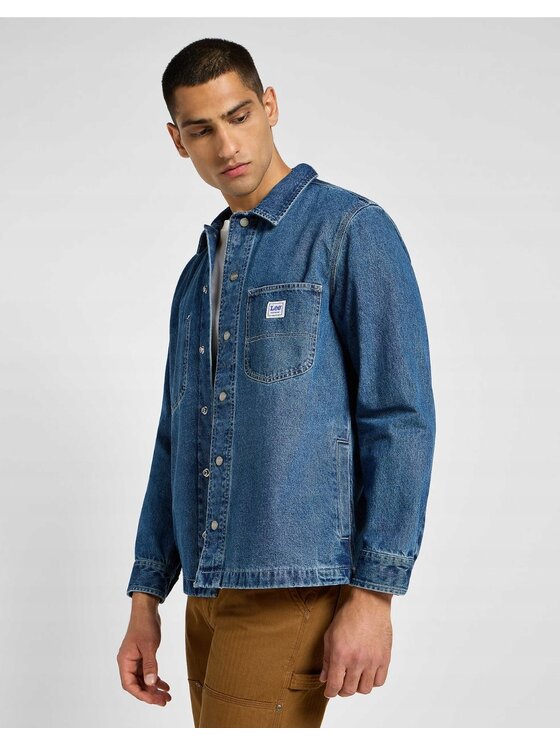Lee Lee Kurtka jeansowa Worker Shirt Niebieski Basic Fit