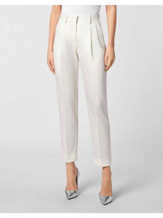 PHILIPP PLEIN PHILIPP PLEIN Spodnie materiałowe 2325 Biały Flare Fit