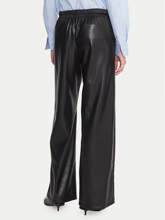 Marella Marella Kalhoty z imitace kůže Anello 2525786062 Černá Wide Leg