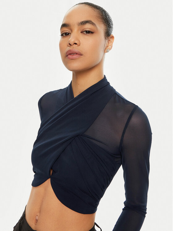 Bardot Bardot Bluzka 55001TB2 Granatowy Slim Fit