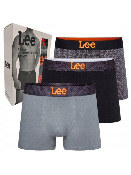 Lee Lee Bokserki Lucan 3 Pack Cotton Elastane Trunks Czarny