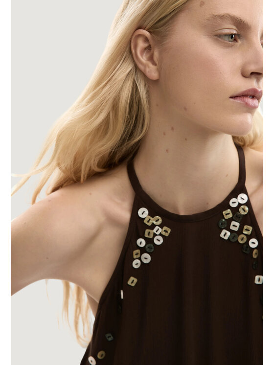 Desigual Desigual Φανέλα BLUS_BOTT Καφέ Casual Fit