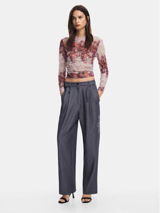 Desigual Desigual Auduma bikses Rin 24WWPW20 Pelēks Loose Fit