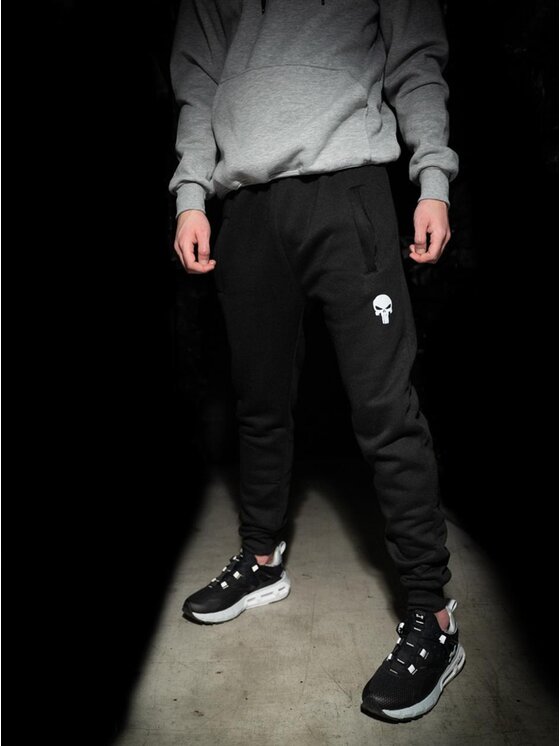 Marvel Marvel Spodnie materiałowe Spodnie Dresowe Męskie Czarne Marvel Comics Punisher Small Logo L Czarny Regular Fit