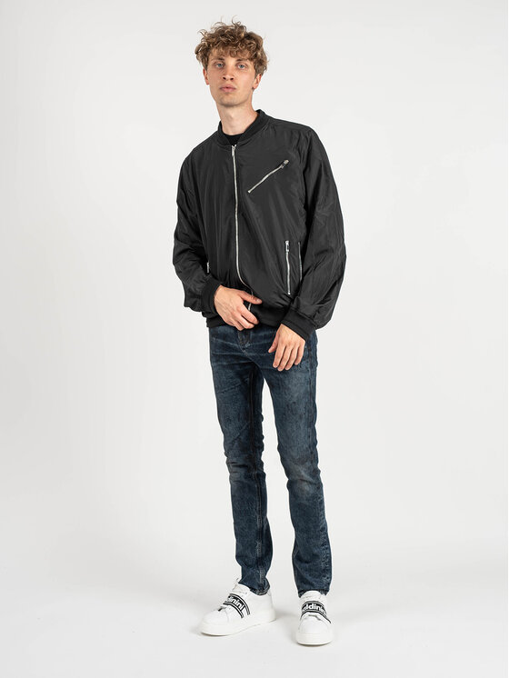 Les Hommes Les Hommes Giacca di transizione LKO102 250U | Light Weight Nylon Bomber with Multiple Zips Nero Regular Fit