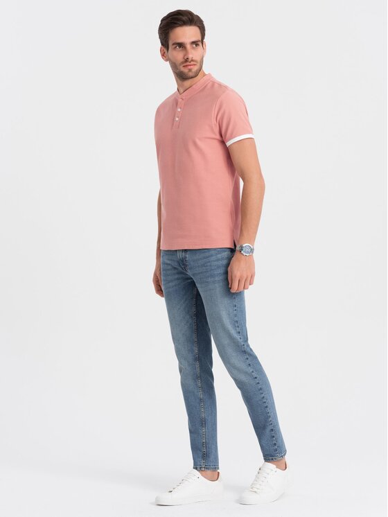 Ombre Ombre T-Shirt OM-TSCT-0156 Różowy Regular Fit