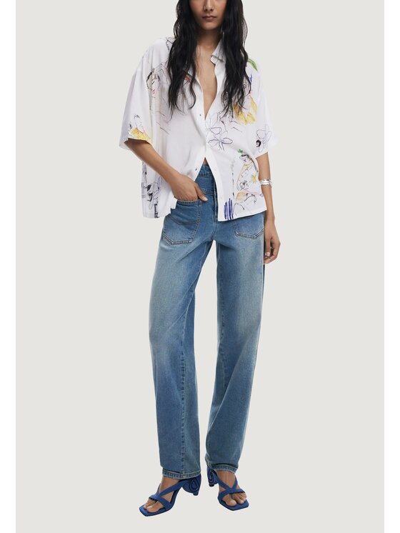 Desigual Desigual Πουκάμισο CAM CRAY Λευκό Casual Fit