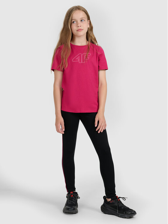 4F 4F T-Shirt BASIC+ Różowy Regular Fit