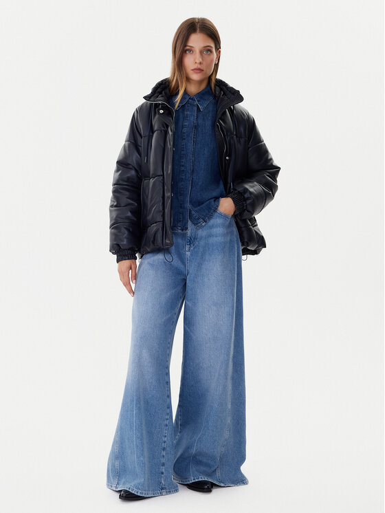 Sportmax Code Sportmax Code Bunda z imitácie kože Delta 74860205 Čierna Relaxed Fit