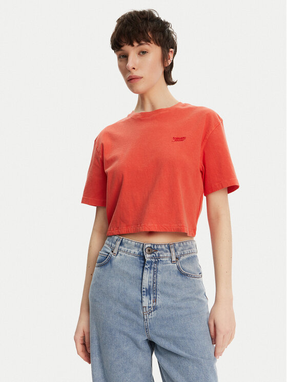 Tommy Jeans Tommy Jeans T-Shirt DW0DW20324 Oranžová Relaxed Fit