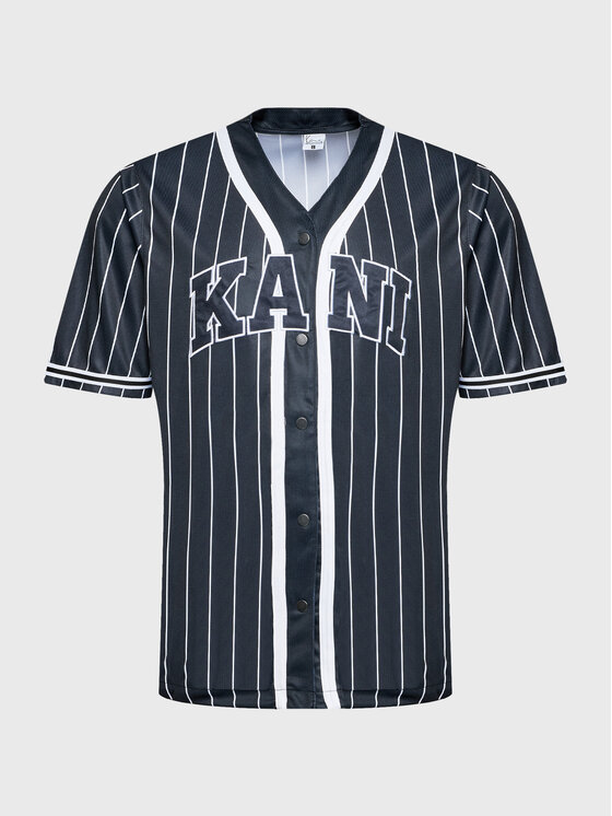 Karl Kani Karl Kani Tricou Serif Pinstripe Baseball 6033360 Negru Relaxed Fit