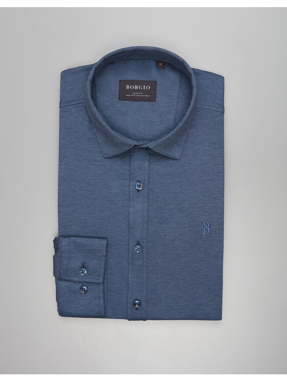 Borgio Borgio Koszula raguza 00496 Niebieski Slim Fit