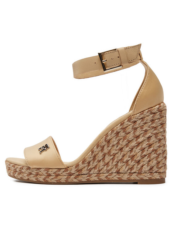 Tommy Hilfiger Tommy Hilfiger Espadryle Colorful High Wedge Satin Sandal FW0FW07914 Beżowy