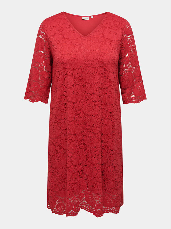 ONLY Carmakoma ONLY Carmakoma Kokteiļkleita Summer 15309315 Sarkans Regular Fit