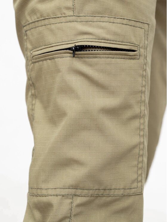 Jigga Wear Jigga Wear Spodnie cargo Spodnie Materiałowe Jogger Bojówki Ze Ściągaczem Jasne Beżowe Jigga Wear Crown Ripstop Cargo 6XL Beżowy Regular Fit