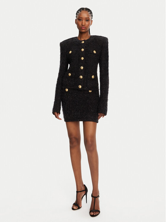 Balmain Balmain Kardigán DF1SK249KG43 Fekete Regular Fit