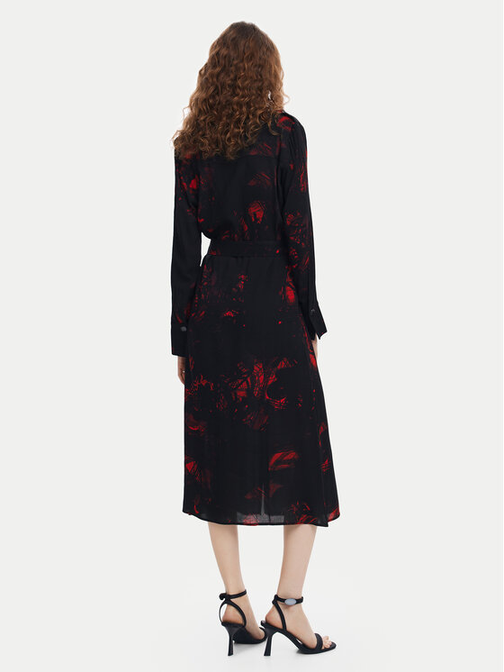 Desigual Desigual Rochie tip cămașă Scribbles Lacroix 24WWVW38 Negru Regular Fit