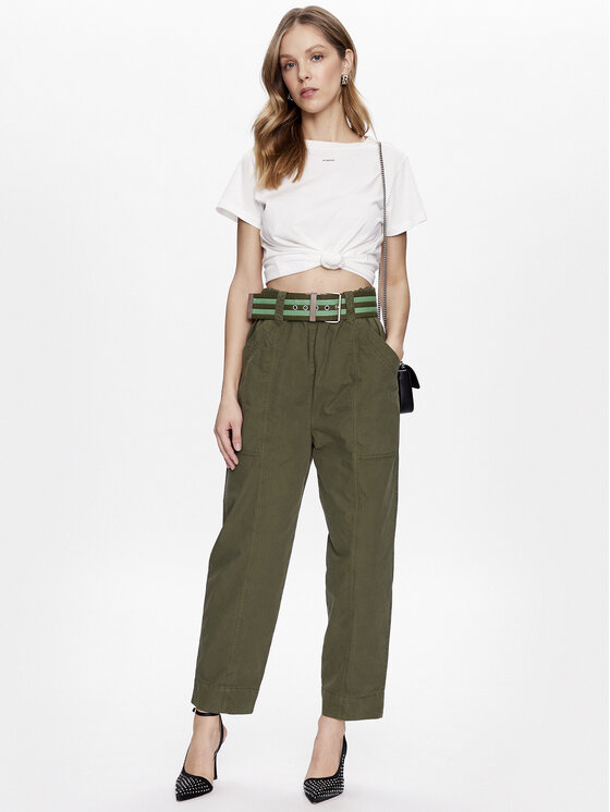 PINKO Pinko Auduma bikses Rigore 100685 A0I4 Zaļš Relaxed Fit