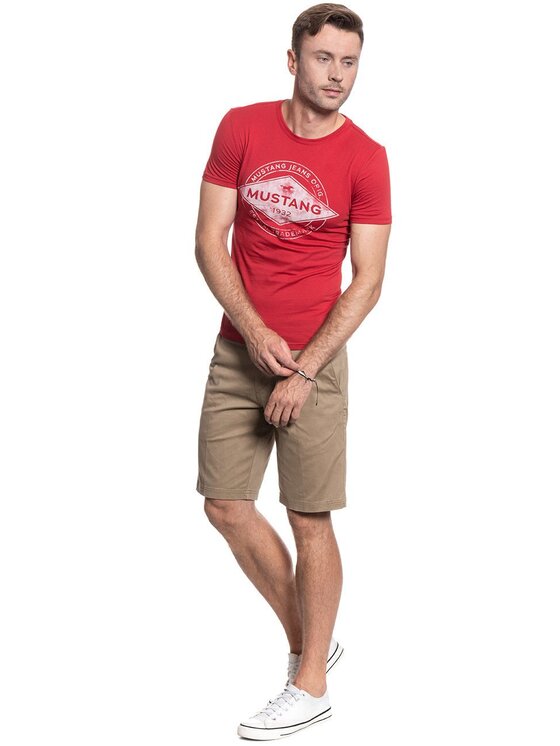 Mustang Mustang T-shirt AARON C PRINT Rosso Slim Fit