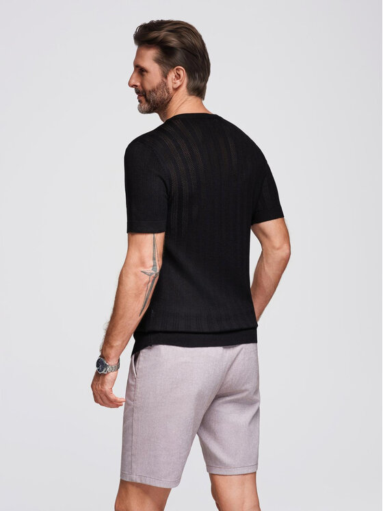 Ombre Ombre T-Shirt OM-TSCT-0251 Czarny Regular Fit
