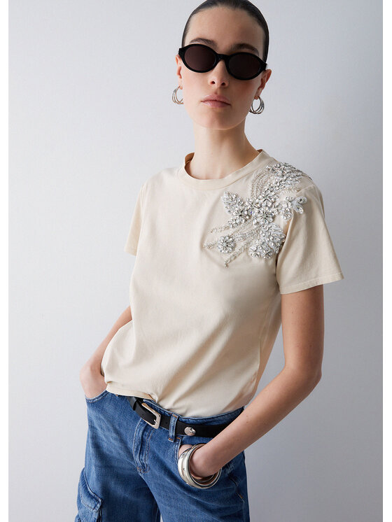 Liu Jo Liu Jo T-Shirt CA6010J3868L9089 Beżowy Regular Fit
