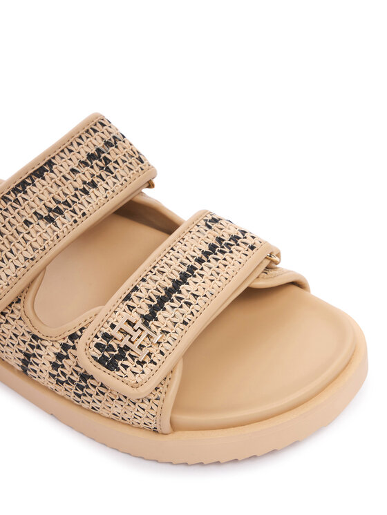 Tommy Hilfiger Tommy Hilfiger Pantoletten Double Strap Raffia FW0FW09122 Beige