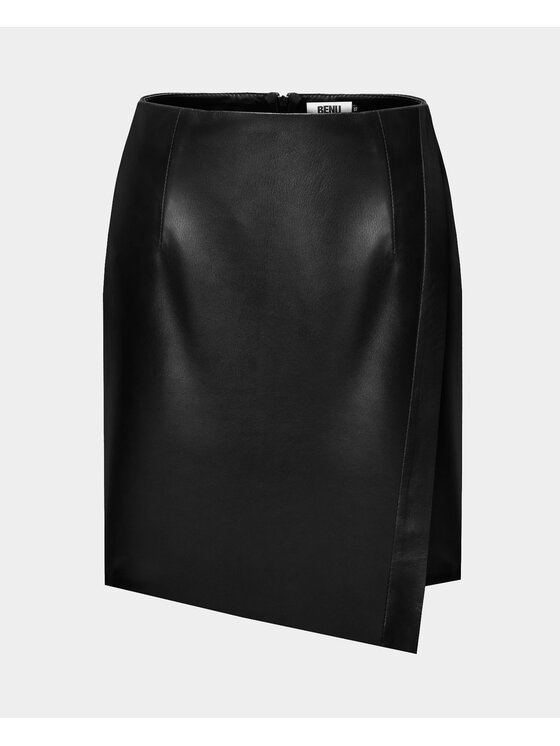 BENU BENU Spódnica Skórzana Czarny Slim Fit